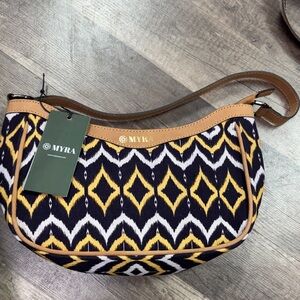 Myra Bag Women's Patterned Shoulder Bag - Black, White, Yellow